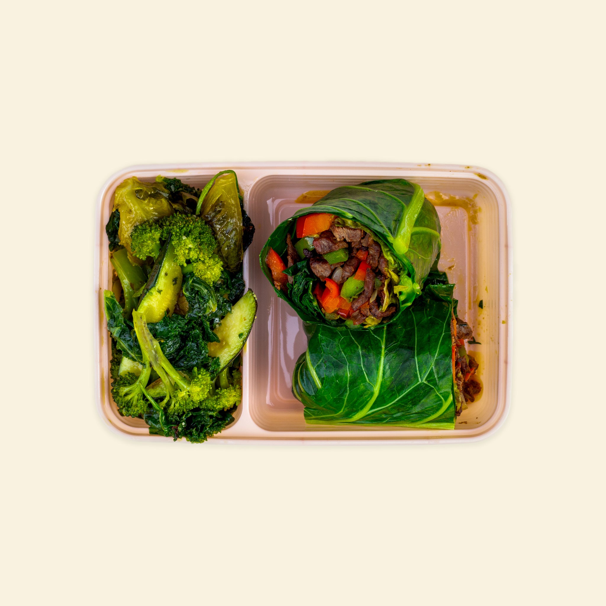 Grass-Fed Steak Fajita Collard Greens Wrap