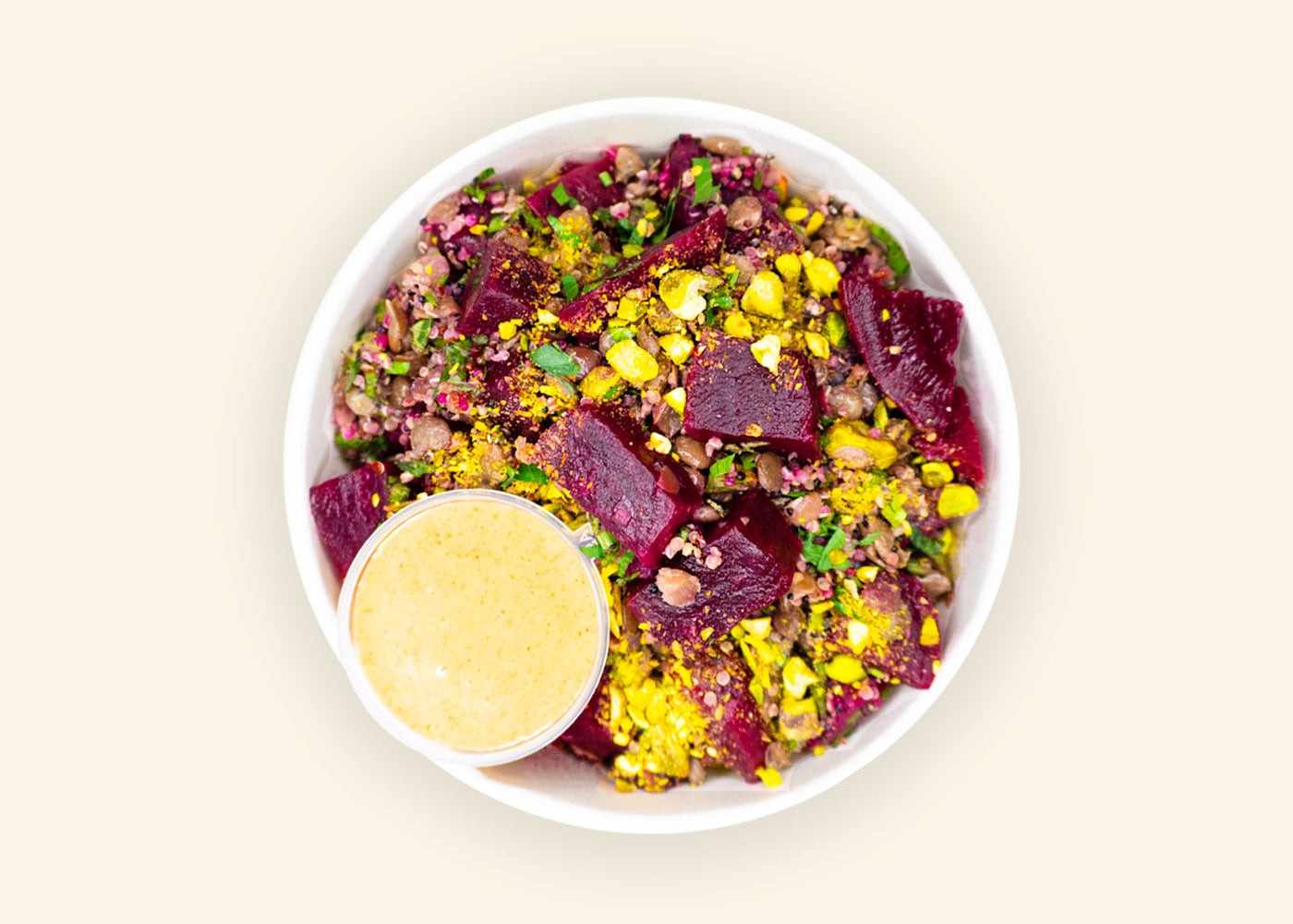 Bright Beet & Herby Quinoa Bowl & Salmon Patty