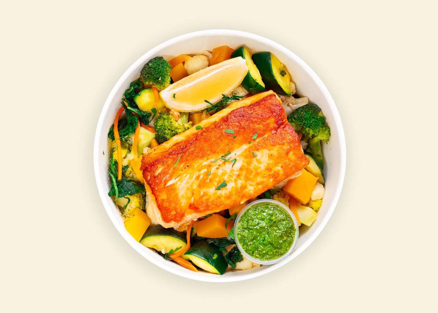 Green Veggies Bowl & Wild Salmon